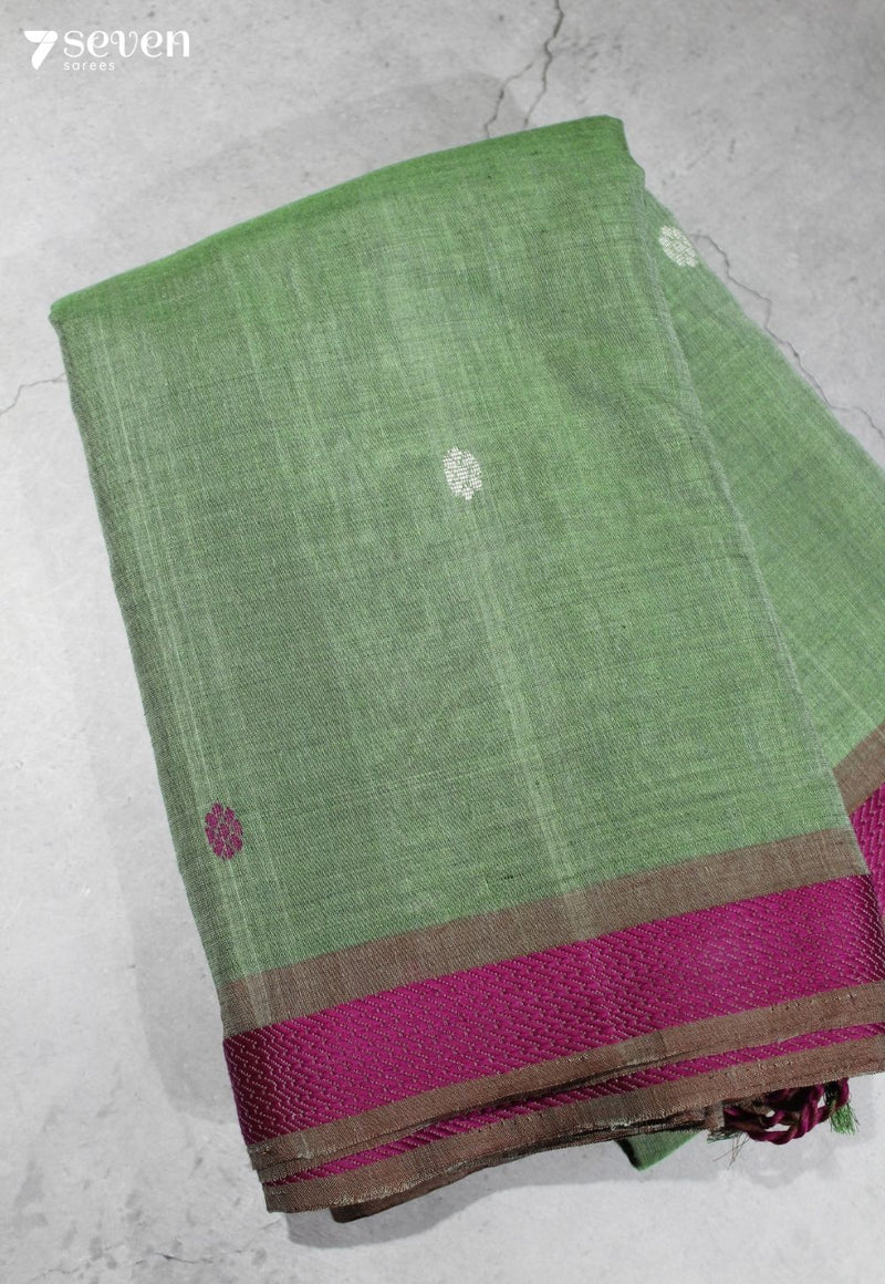Tamirya Signature Seven Handloom Green Bangalore Pure Cotton Saree - Seven Sarees - Saree - Seven Sarees