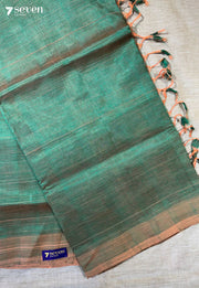 Tamra Haritam Mangalagiri Handloom Green Vegan Silk Saree - Seven Sarees - Saree - Seven Sarees