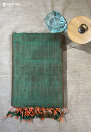 Tamra Haritam Mangalagiri Handloom Green Vegan Silk Saree - Seven Sarees - Saree - Seven Sarees