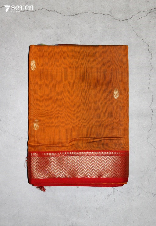 Tamvira Maheshwari Handloom Mustard Silk Cotton Saree - Seven Sarees - Seven Sarees