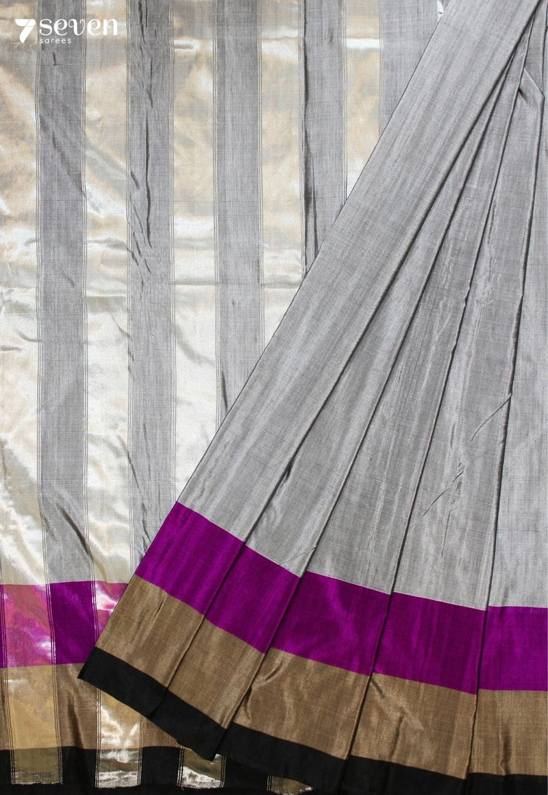 Tanirika Signature Seven Handloom Grey Bangalore Pure Silk Cotton Saree - Seven Sarees - Saree - Seven Sarees