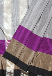 Tanirika Signature Seven Handloom Grey Bangalore Pure Silk Cotton Saree - Seven Sarees - Saree - Seven Sarees