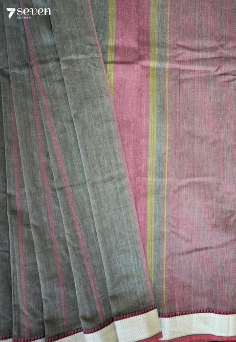 Tantu Signature Seven Handloom Grey Bangalore Pure Cotton Saree - Seven Sarees - Saree - Seven Sarees