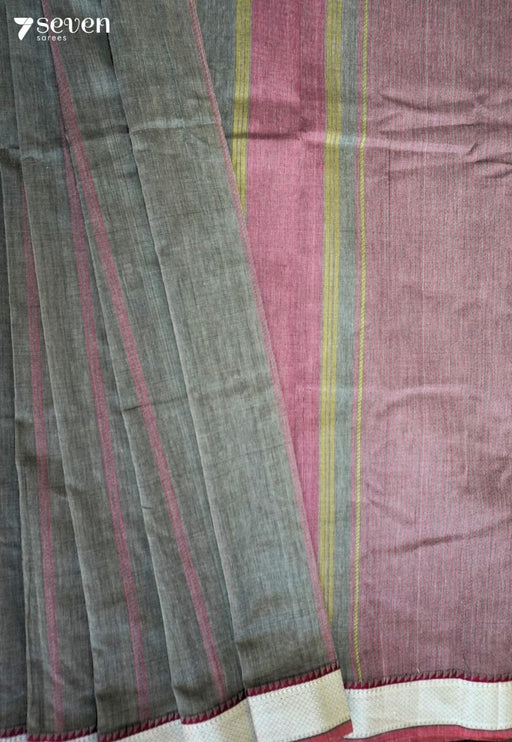 Tantu Signature Seven Handloom Grey Bangalore Pure Cotton Saree - Seven Sarees - Saree - Seven Sarees