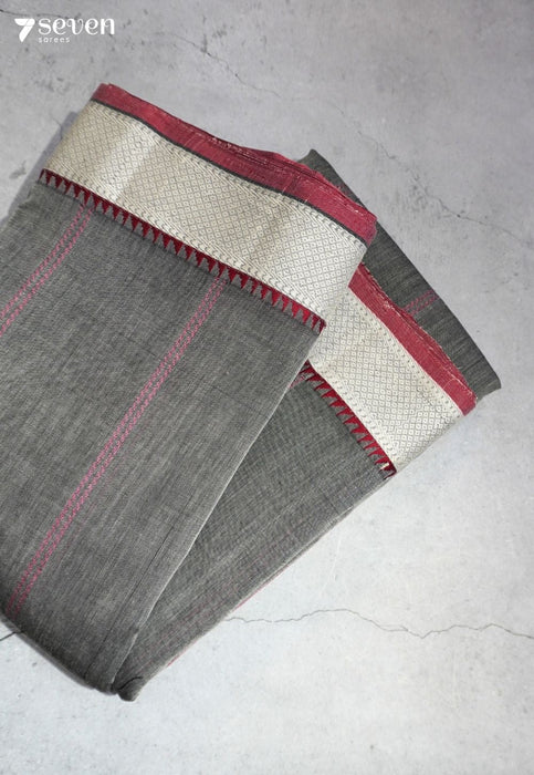 Tantu Signature Seven Handloom Grey Bangalore Pure Cotton Saree - Seven Sarees - Saree - Seven Sarees