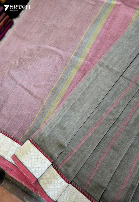 Tantu Signature Seven Handloom Grey Bangalore Pure Cotton Saree - Seven Sarees - Saree - Seven Sarees