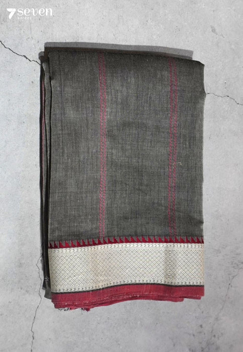 Tantu Signature Seven Handloom Grey Bangalore Pure Cotton Saree - Seven Sarees - Saree - Seven Sarees