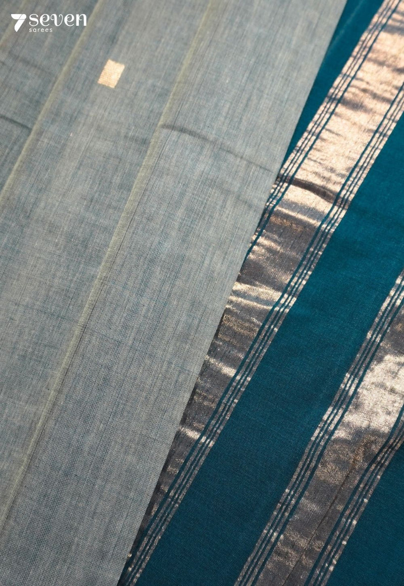 Tantura Signature Seven Handloom Blue Bangalore Pure Cotton Saree - Seven Sarees - Saree - Seven Sarees