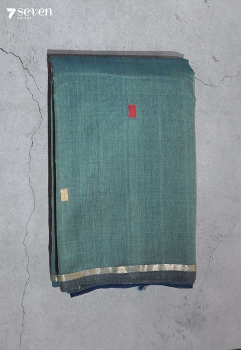 Tantura Signature Seven Handloom Blue Bangalore Pure Cotton Saree - Seven Sarees - Saree - Seven Sarees