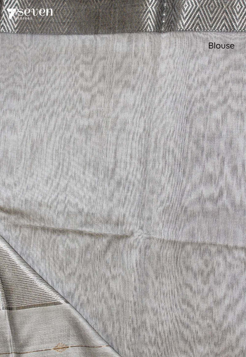 Tanushri Maheshwari Handloom Silver Silk Cotton Saree - Seven Sarees - Seven Sarees