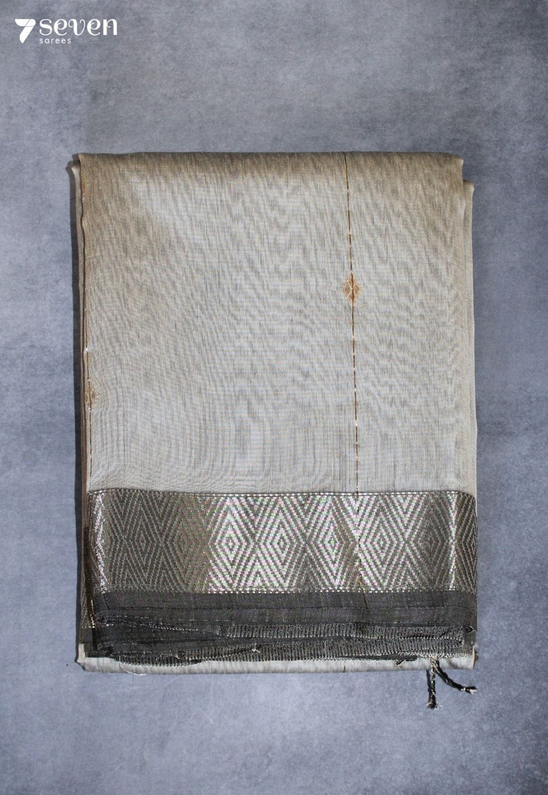 Tanushri Maheshwari Handloom Silver Silk Cotton Saree - Seven Sarees - Seven Sarees