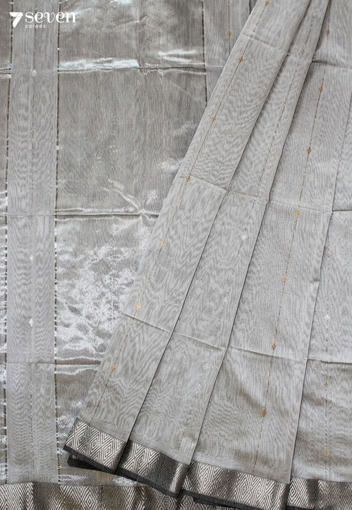 Tanushri Maheshwari Handloom Silver Silk Cotton Saree
