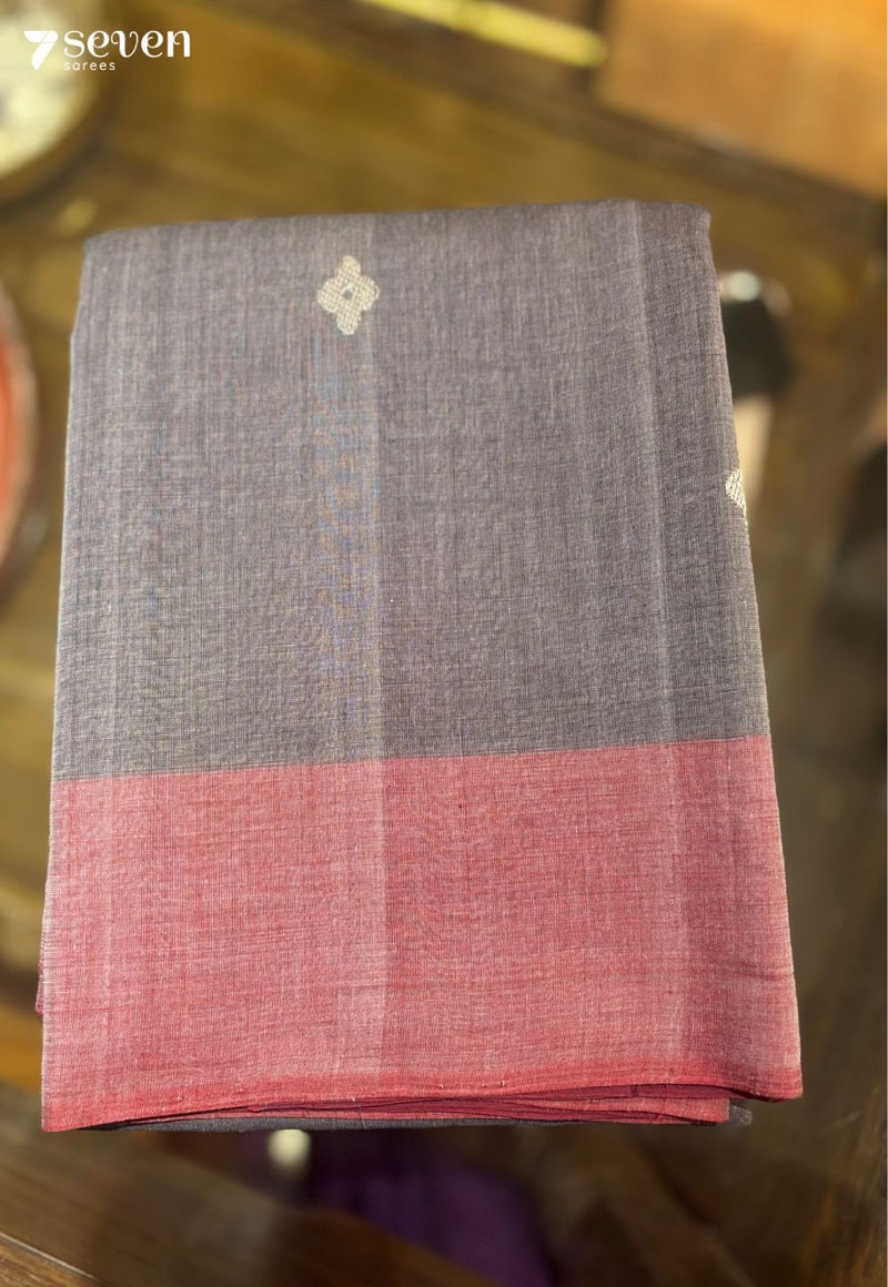 Tara Signature Seven Handloom Grey/Black Bangalore Pure Cotton Saree - Seven Sarees - Saree - Seven Sarees