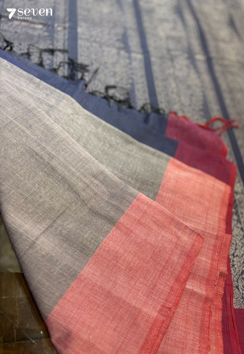 Tara Signature Seven Handloom Grey/Black Bangalore Pure Cotton Saree - Seven Sarees - Saree - Seven Sarees