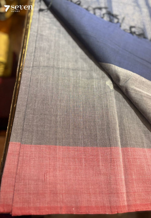 Tara Signature Seven Handloom Grey/Black Bangalore Pure Cotton Saree - Seven Sarees - Saree - Seven Sarees