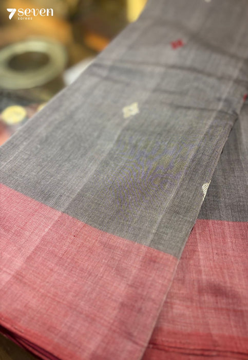 Tara Signature Seven Handloom Grey/Black Bangalore Pure Cotton Saree - Seven Sarees - Saree - Seven Sarees