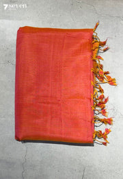 Tarangini Mangalagiri Handloom Orange Vegan Silk Saree - Seven Sarees - Saree - Seven Sarees