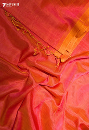 Tarangini Mangalagiri Handloom Orange Vegan Silk Saree - Seven Sarees - Saree - Seven Sarees