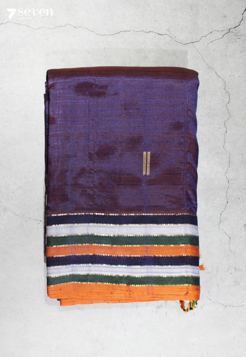 Taranika Signature Seven Handloom Purple Bangalore Vegan Silk Saree - Seven Sarees - Saree - Seven Sarees