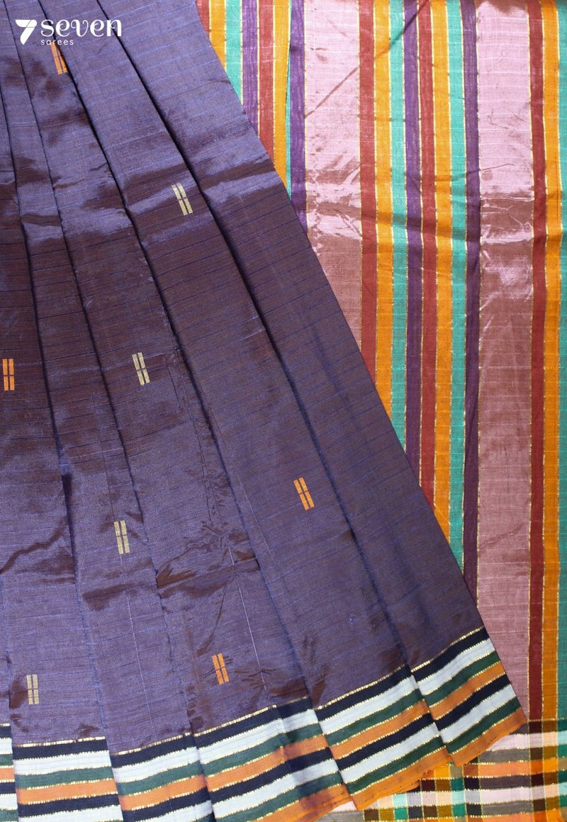 Taranika Signature Seven Handloom Purple Bangalore Vegan Silk Saree - Seven Sarees - Saree - Seven Sarees