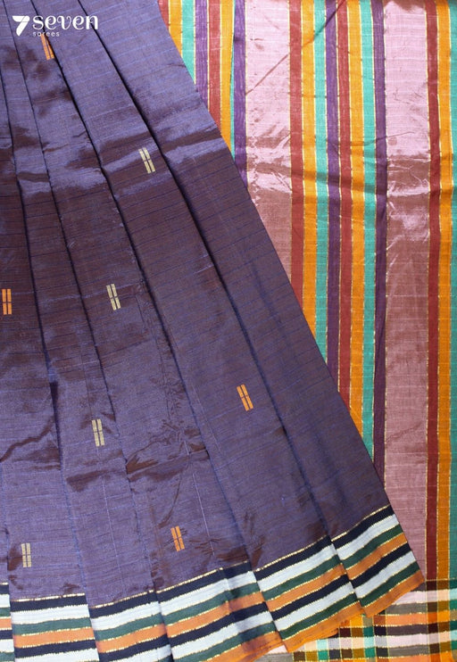Taranika Signature Seven Handloom Purple Bangalore Vegan Silk Saree - Seven Sarees - Saree - Seven Sarees