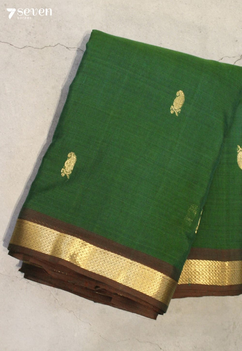 Taravika Signature Seven Handloom Green Bangalore Pure Cotton Saree - Seven Sarees - Saree - Seven Sarees