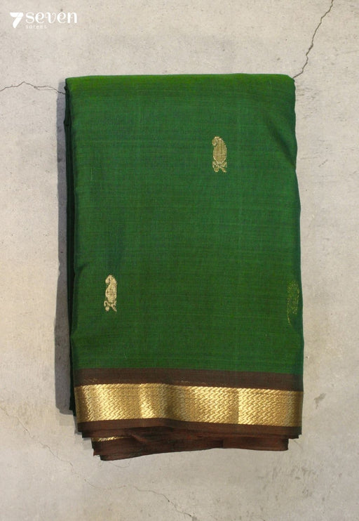 Taravika Signature Seven Handloom Green Bangalore Pure Cotton Saree - Seven Sarees - Saree - Seven Sarees