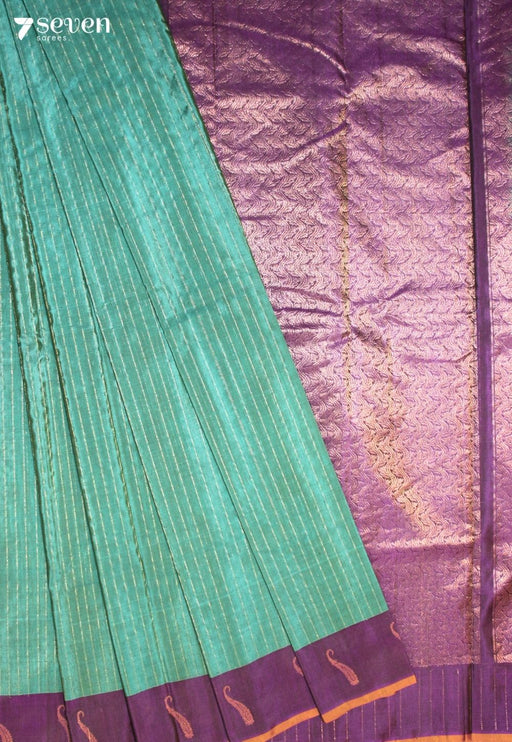 Tarisha Signature Seven Handloom Aquamarine Pure Silk Cotton Saree - Seven Sarees - Saree - Seven Sarees
