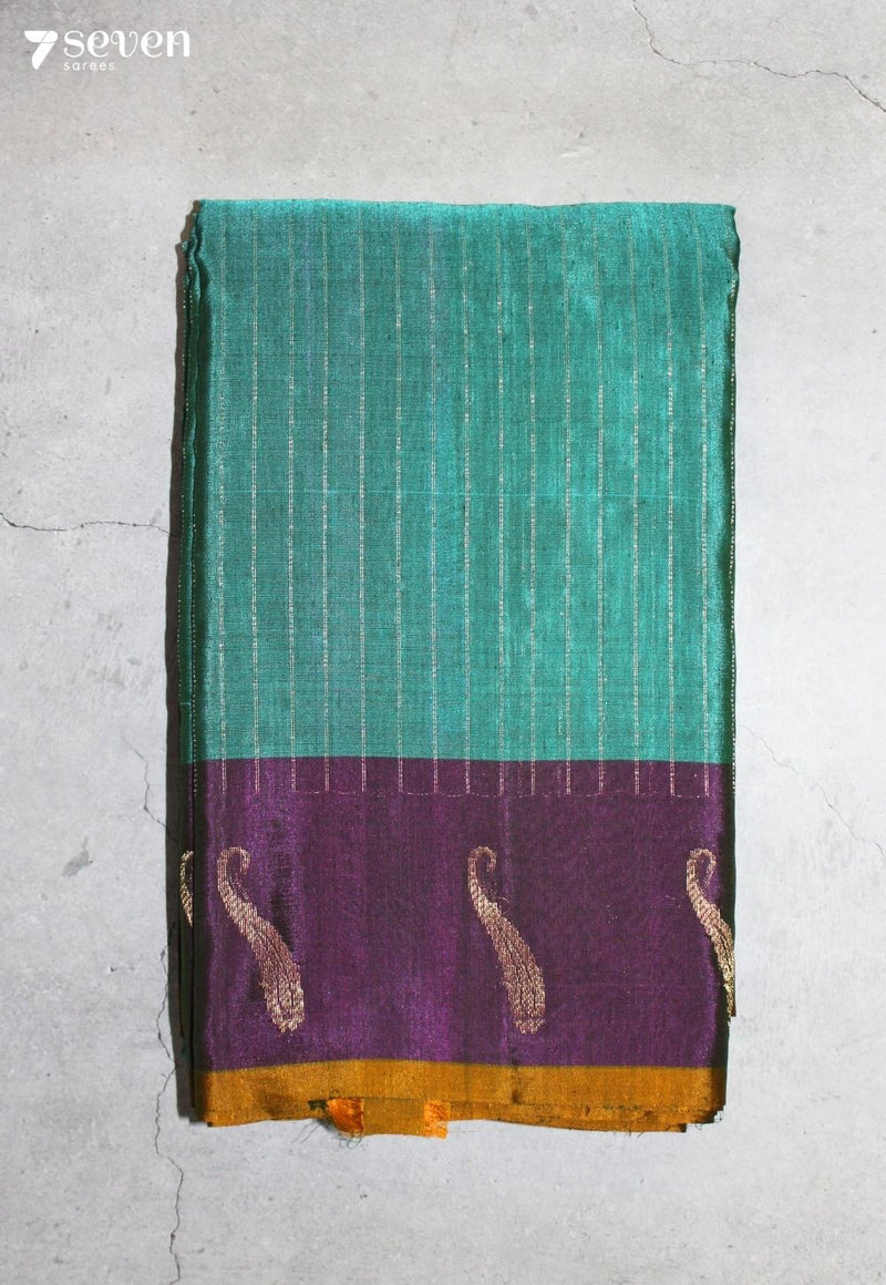 Tarisha Signature Seven Handloom Aquamarine Pure Silk Cotton Saree - Seven Sarees - Saree - Seven Sarees