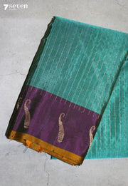 Tarisha Signature Seven Handloom Aquamarine Pure Silk Cotton Saree - Seven Sarees - Saree - Seven Sarees