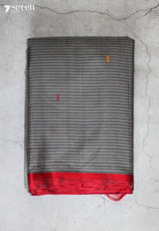 Tarunsha Signature Seven Handloom Grey Bangalore Pure Cotton Saree - Seven Sarees - Saree - Seven Sarees