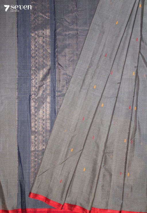Tarunsha Signature Seven Handloom Grey Bangalore Pure Cotton Saree - Seven Sarees - Saree - Seven Sarees