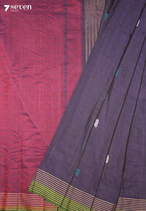 Tarvisha Signature Seven Handloom Blue Bangalore Pure Cotton Saree - Seven Sarees - Saree - Seven Sarees