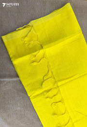 Teegalu Mangalagiri Handloom Yellow Vegan Silk Saree - Seven Sarees - Saree - Seven Sarees