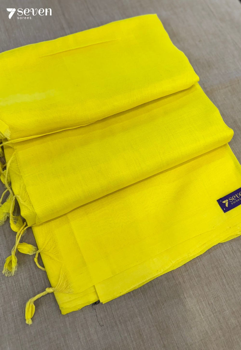 Teegalu Mangalagiri Handloom Yellow Vegan Silk Saree - Seven Sarees - Saree - Seven Sarees