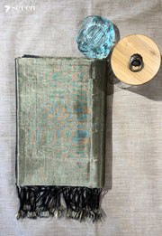 Tejam Mangalagiri Handloom Green Golden Vegan Silk Saree - Seven Sarees - Saree - Seven Sarees