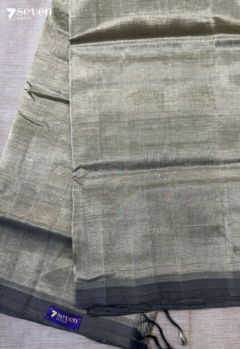 Tejam Mangalagiri Handloom Green Golden Vegan Silk Saree - Seven Sarees - Saree - Seven Sarees