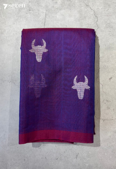 Tejas Signature Seven Handloom Purple Bangalore Pure Silk Cotton Saree - Seven Sarees - Saree - Seven Sarees