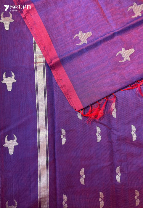 Tejas Signature Seven Handloom Purple Bangalore Pure Silk Cotton Saree - Seven Sarees - Saree - Seven Sarees