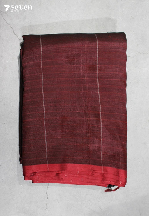 Tejasvika Signature Seven Handloom Red Bangalore Vegan Silk Saree - Seven Sarees - Saree - Seven Sarees