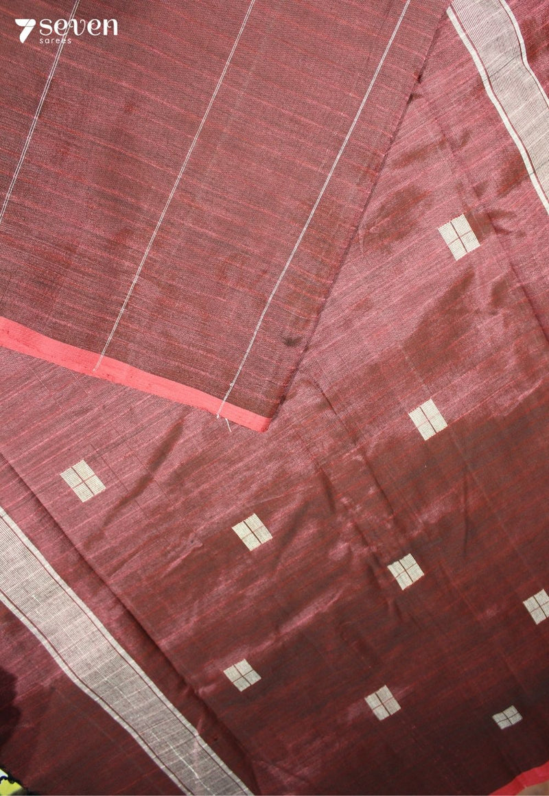 Tejasvika Signature Seven Handloom Red Bangalore Vegan Silk Saree - Seven Sarees - Saree - Seven Sarees