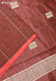 Tejasvika Signature Seven Handloom Red Bangalore Vegan Silk Saree - Seven Sarees - Saree - Seven Sarees