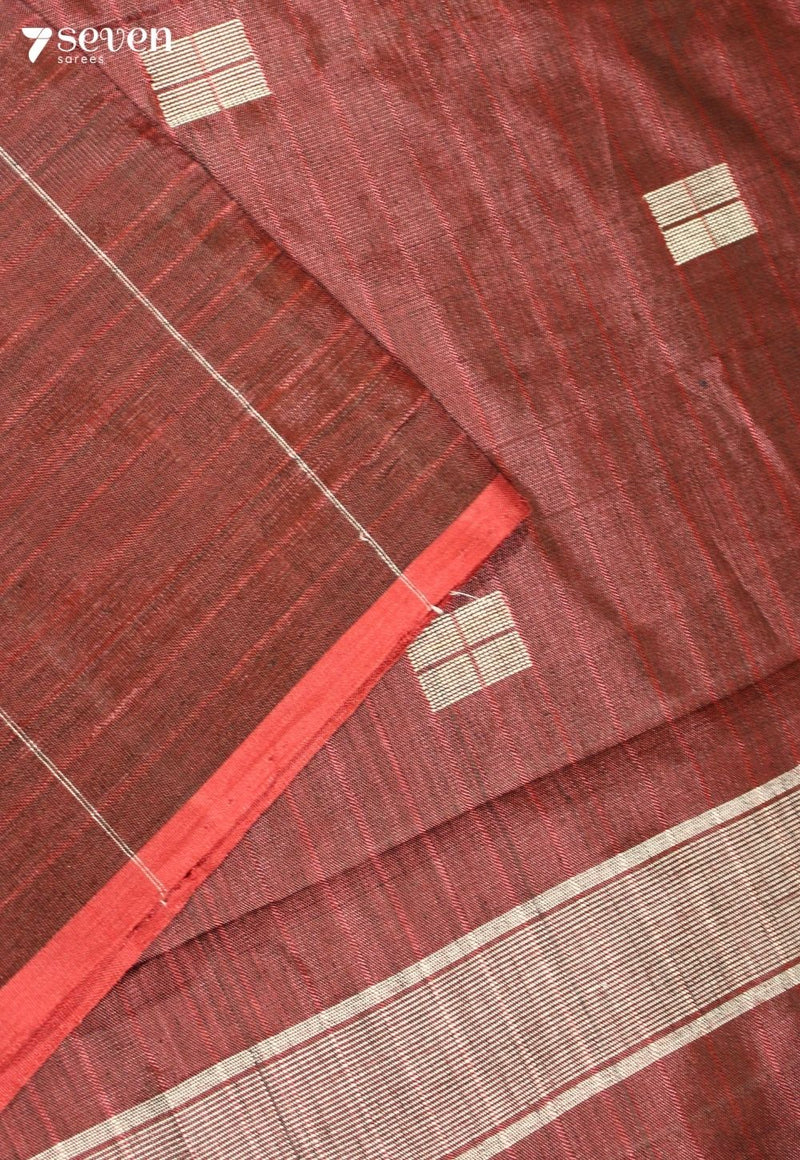 Tejasvika Signature Seven Handloom Red Bangalore Vegan Silk Saree - Seven Sarees - Saree - Seven Sarees