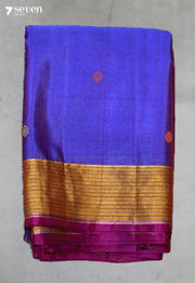 Temara Signature Seven Handloom Blue Bangalore Pure Silk Cotton Saree - Seven Sarees - Saree - Seven Sarees
