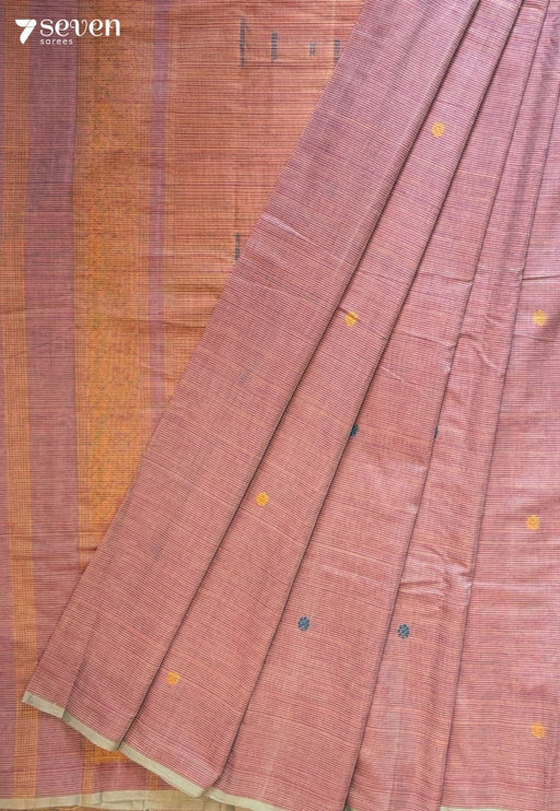 Temavi Signature Seven Handloom Red Bangalore Pure Cotton Saree - Seven Sarees - Saree - Seven Sarees