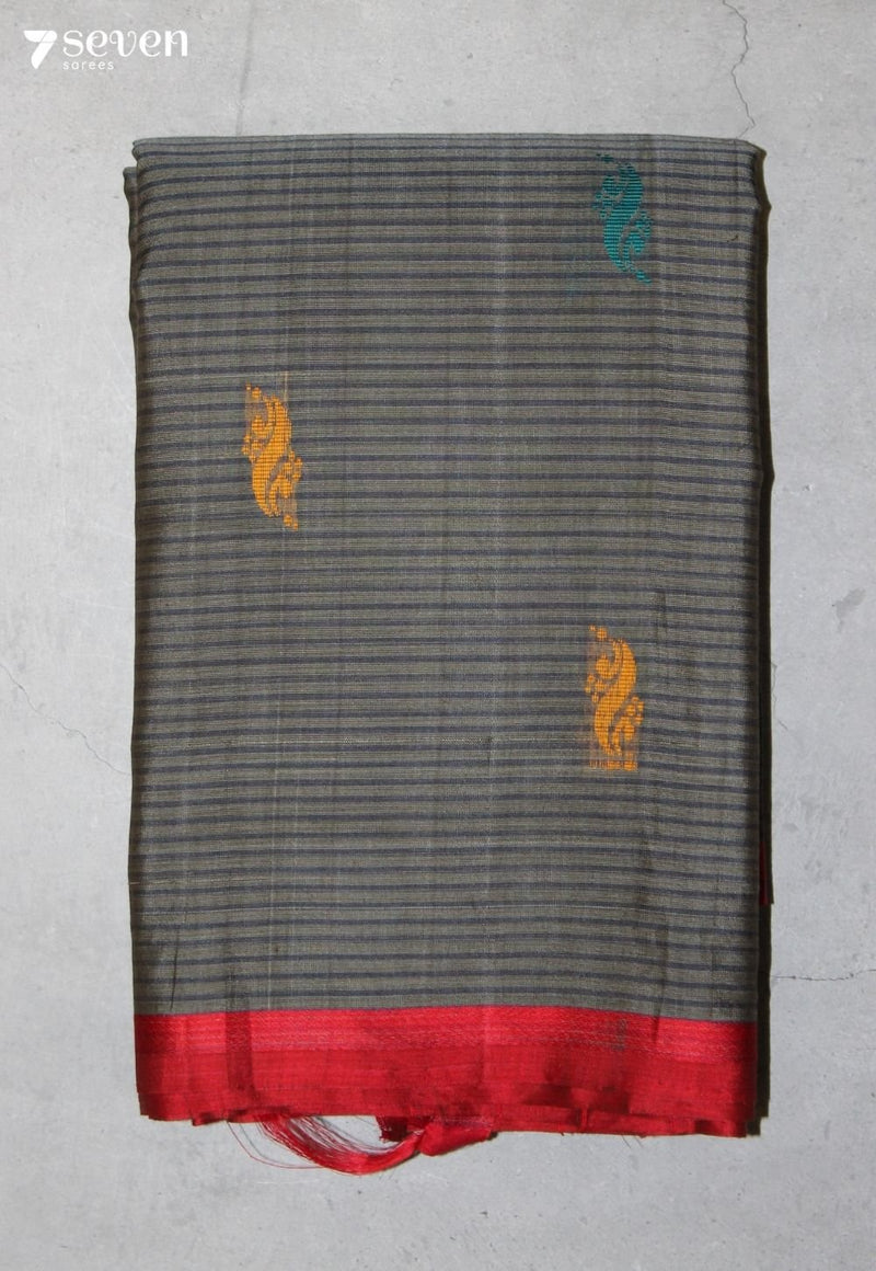 Temeshi Signature Seven Handloom Grey Bangalore Pure Cotton Saree - Seven Sarees - Saree - Seven Sarees