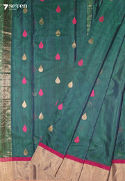 Thaarini Chanderi Handloom Green Silk Cotton Saree - Seven Sarees - Seven Sarees