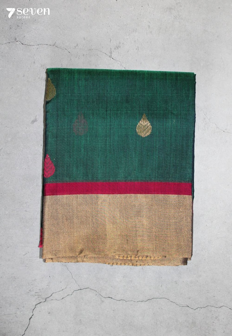Thaarini Chanderi Handloom Green Silk Cotton Saree - Seven Sarees - Seven Sarees