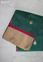 Thaarini Chanderi Handloom Green Silk Cotton Saree - Seven Sarees - Seven Sarees