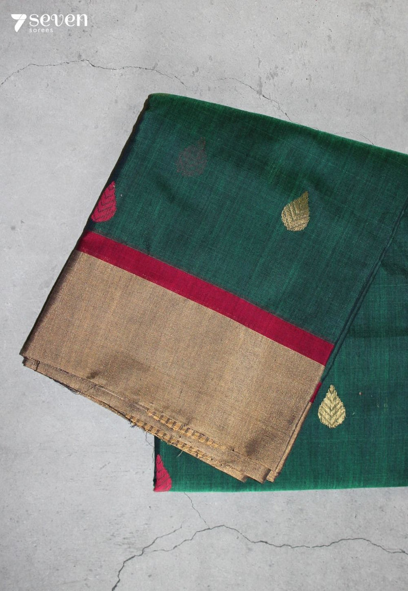 Thaarini Chanderi Handloom Green Silk Cotton Saree - Seven Sarees - Seven Sarees